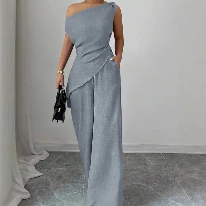 Elegant Wide Leg Pants Two-Piece Set