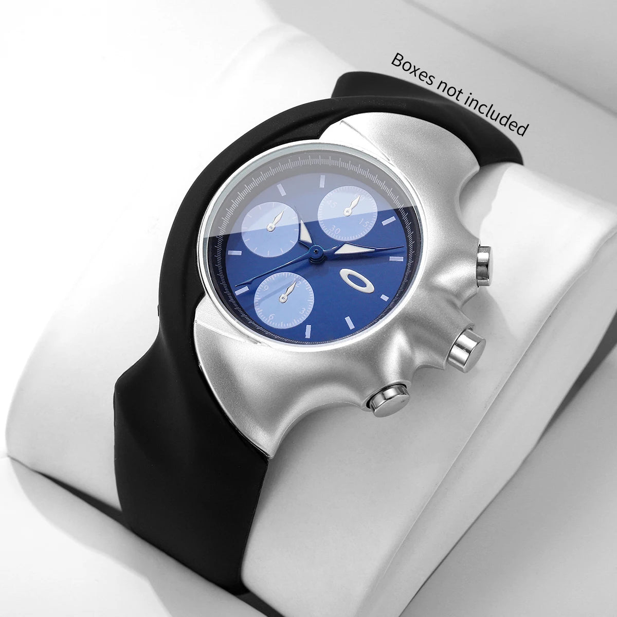Fashion Sport Men Watch Big Dial Blue Dial Silicone Strap Quartz Wristwatch Casual Male Clock Relogio Masculino（Without Box）