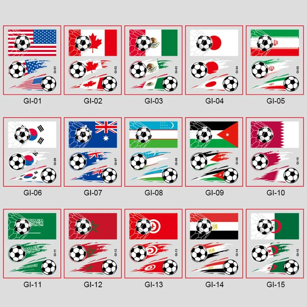 Soccer Fan National Flag Face Tattoo Stickers - ملصقات وشم مؤقتة بأعلام الدول لمشجعي كرة القدم