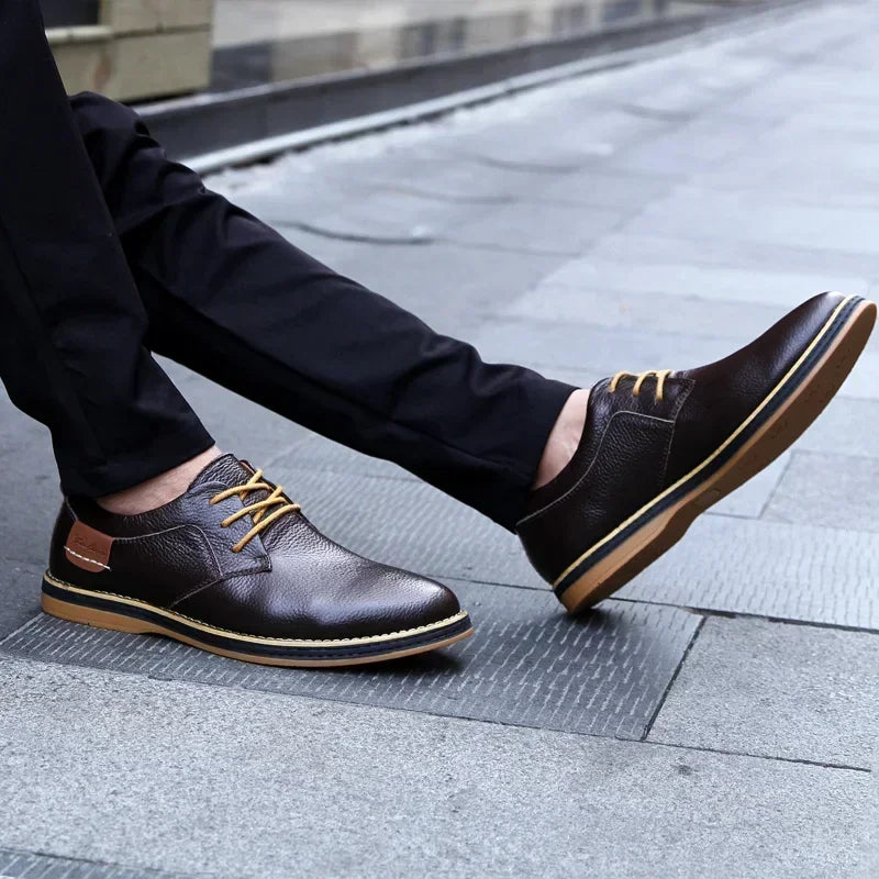 Men’s Genuine Leather Oxford Shoes – Casual Lace-Up Cow Leather (Zapatos Hombre)