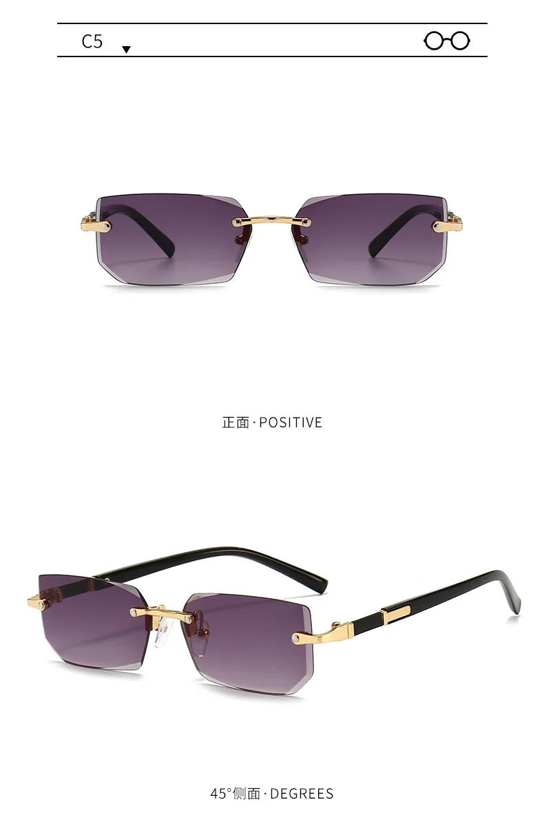 Rimless Rectangle Fashion Sunglasses نظارات شمسية مستطيلة بدون إطار