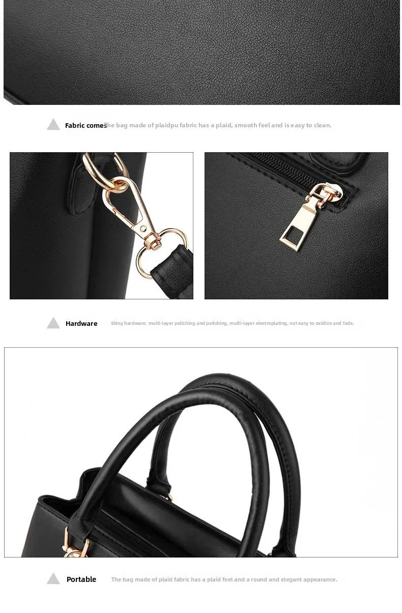 Trendy Large Capacity Women's Handbag Fashionable Mother-Child Shoulder Bag Simple Design Polyester Lining Soft PU Material