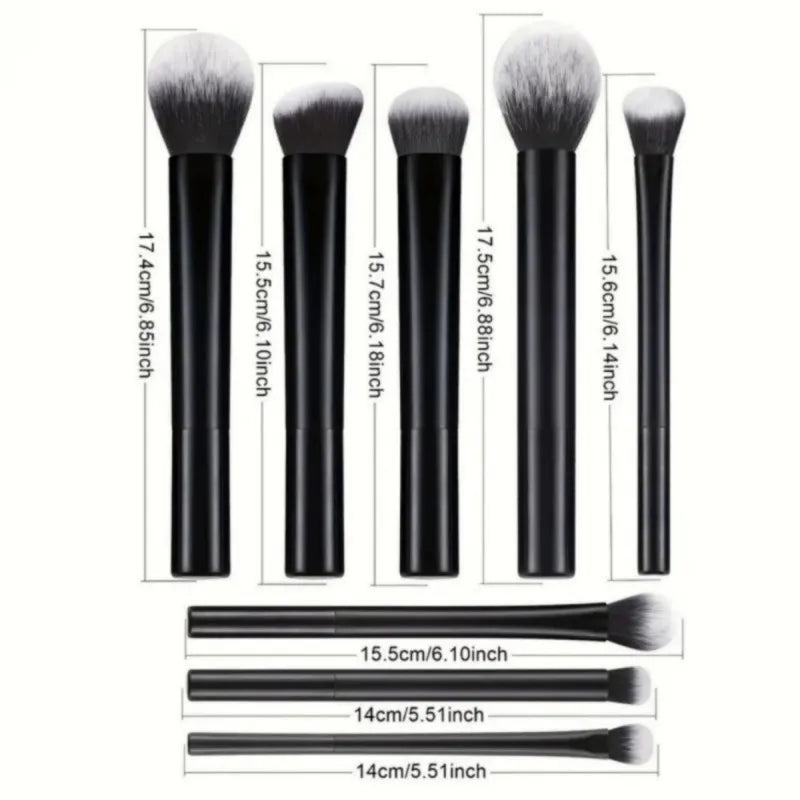 8Pcs Travel Makeup Brush Set - Portable Soft Synthetic Eyeshadow, Blush & Powder Brushes, Essential On-the-Go Beauty Kit