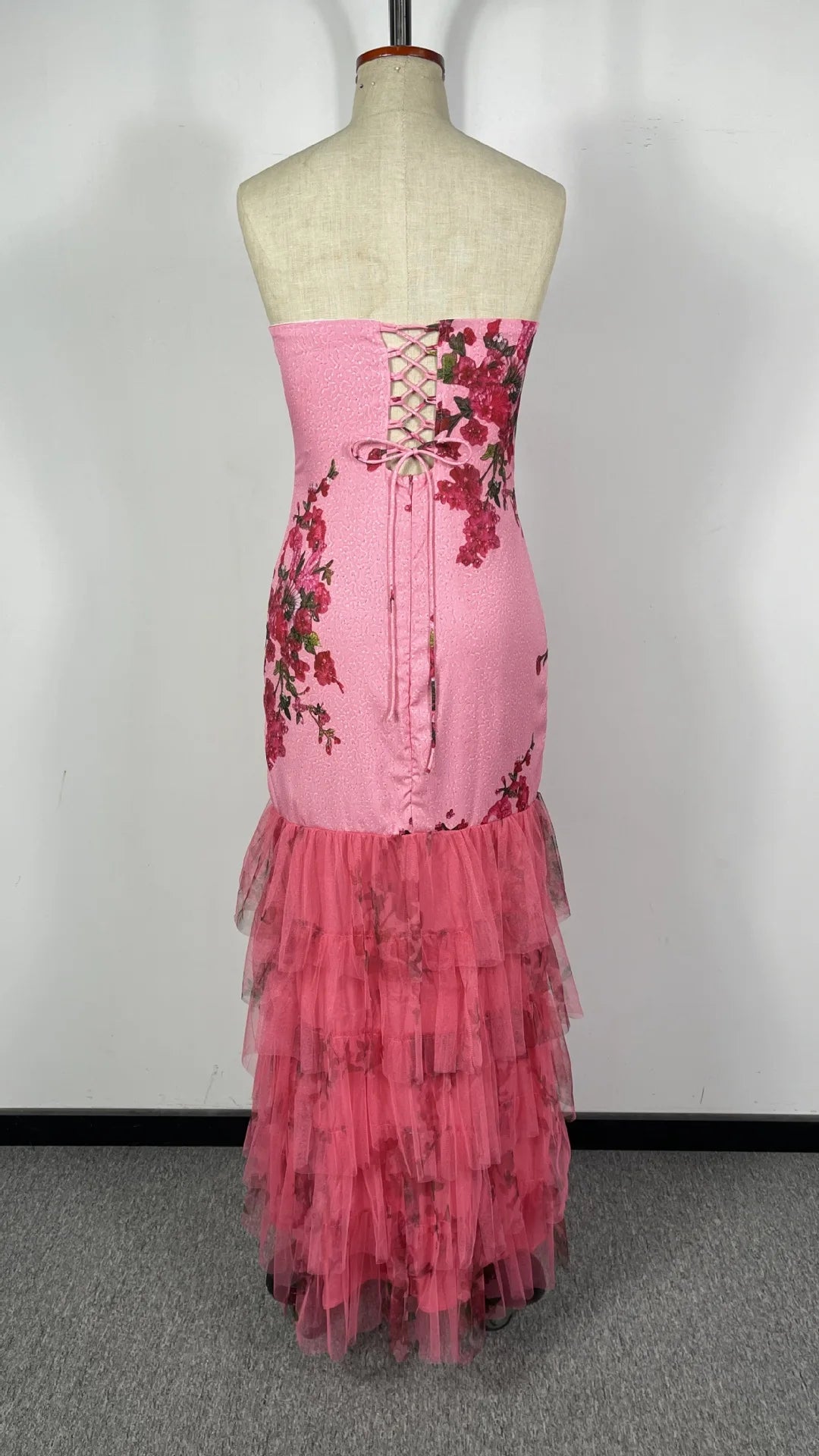 BKLD 2026 Spring Summer New Women Clothing Fashion Printed Sexy Strapless Dress Split Elegant Evening Party Long Dresses