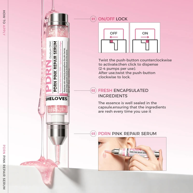 PDRN Salmon Repairing Serum 50ml Hyaluronic Acid Collagen Lifting Firming Hydrating Essence Portable Skin Barrier Care Serum
