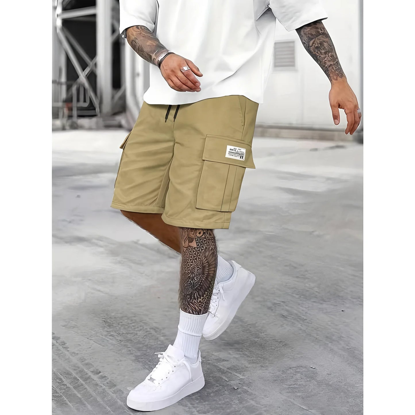Men's work shorts; summer comfort; multi-pocket; outdoor leisure sport beach pants; elastic waistband