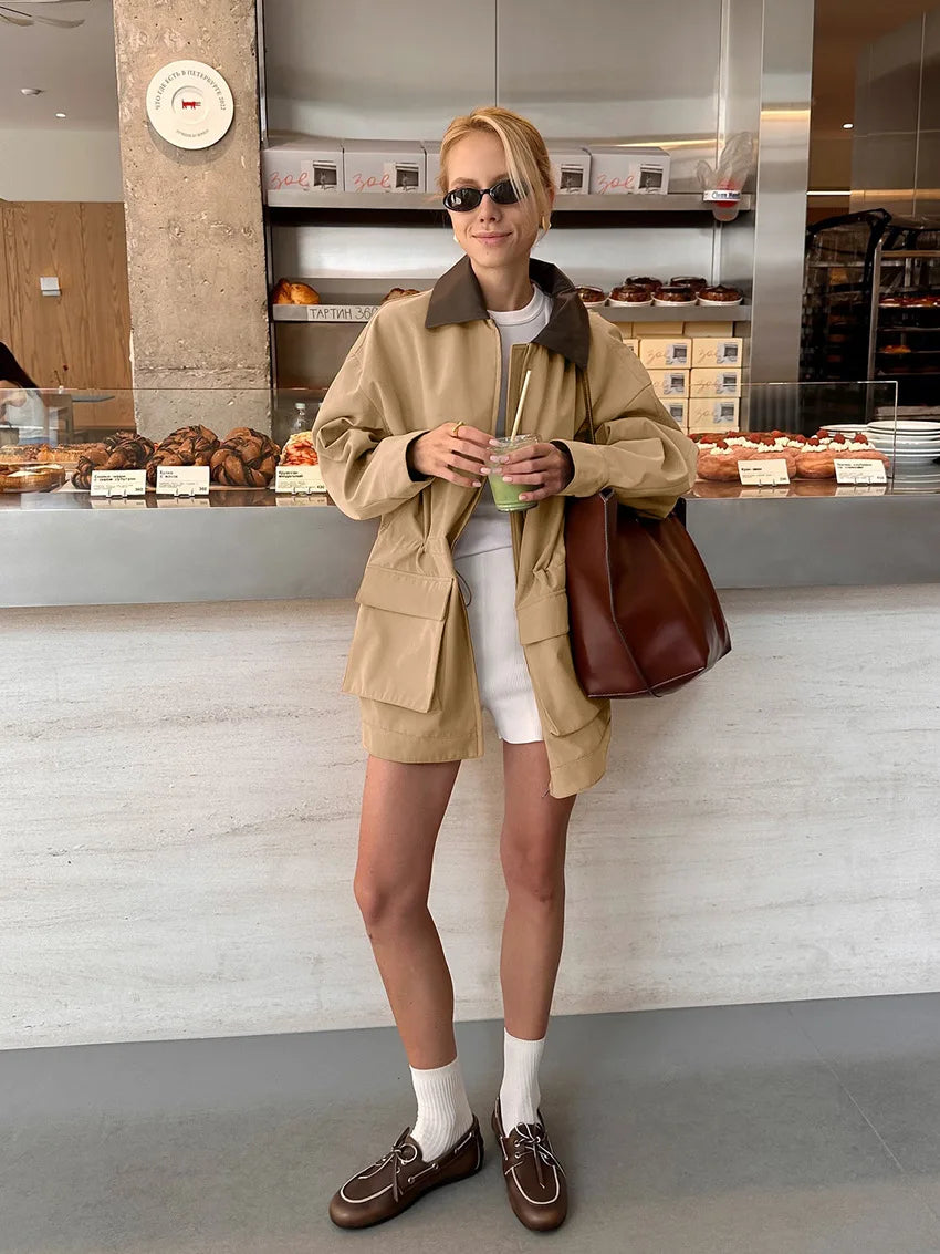 Women's Oversized Trench Coat Fashion Lapel Warm Long Sleeves Wide Shoulder Windbreaker Jacket 2026 Autumn Winter Streetwear