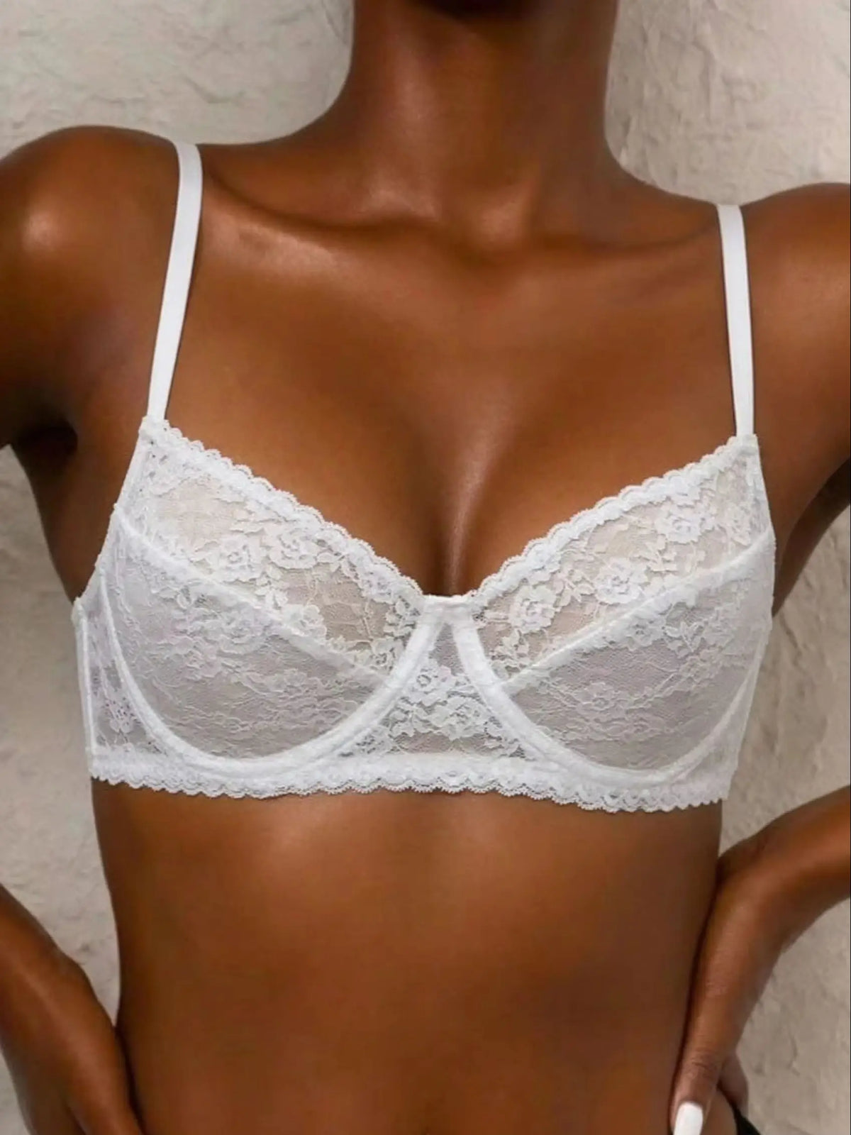 Daily Wear Lace Trim Women's Bra Set with Gathered Steel Ring Lightweight Fashionable Women's Lace Underwear Set