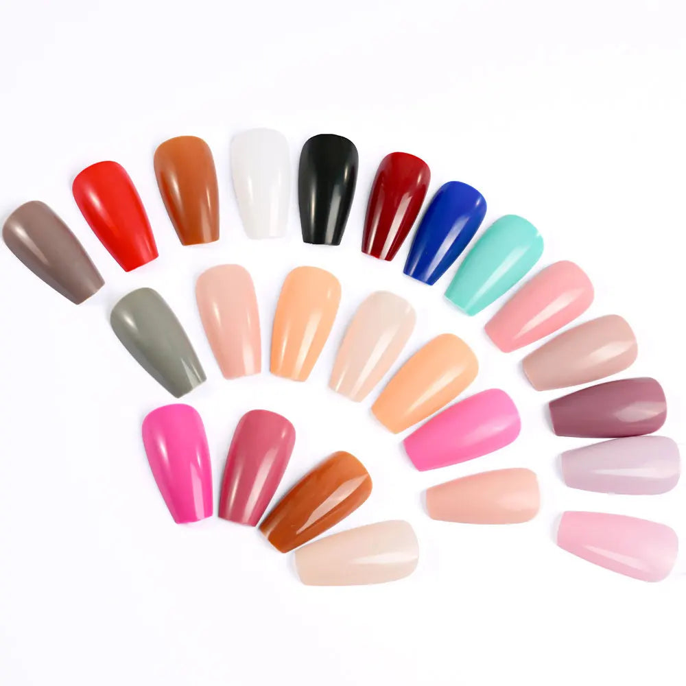 576Pcs Colorful Press on Nails Acylic Nails Tips Extension Square Ballet Full Cover Fake Nails Coffin Artificial Fingernails