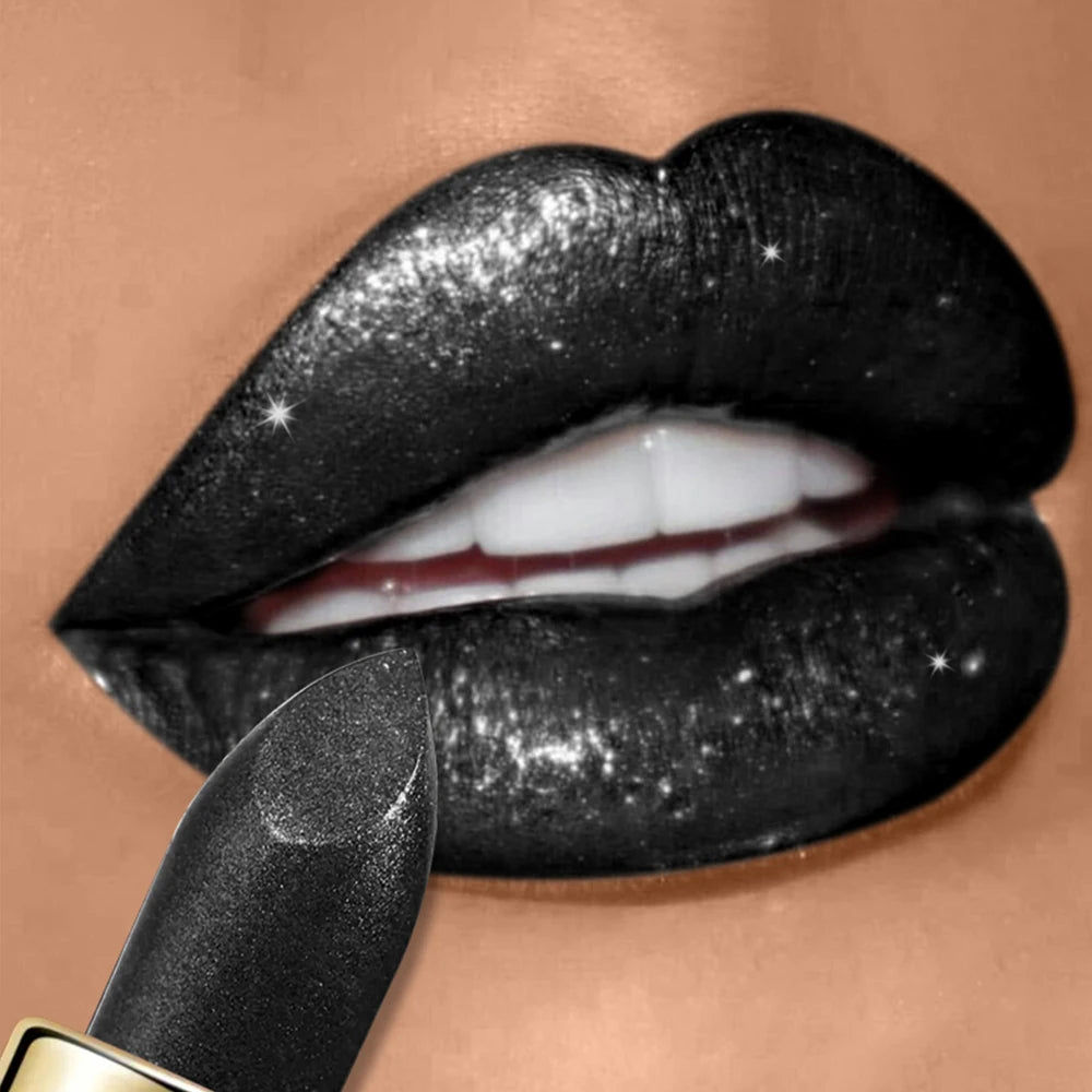 Pearly Glitter Velvet Lipstick,Metallic,Waterproof,Long-lasting,Shimmer,Diamond Lipstick,Glitter Lip Gloss, Lip Cosmetic Makeup