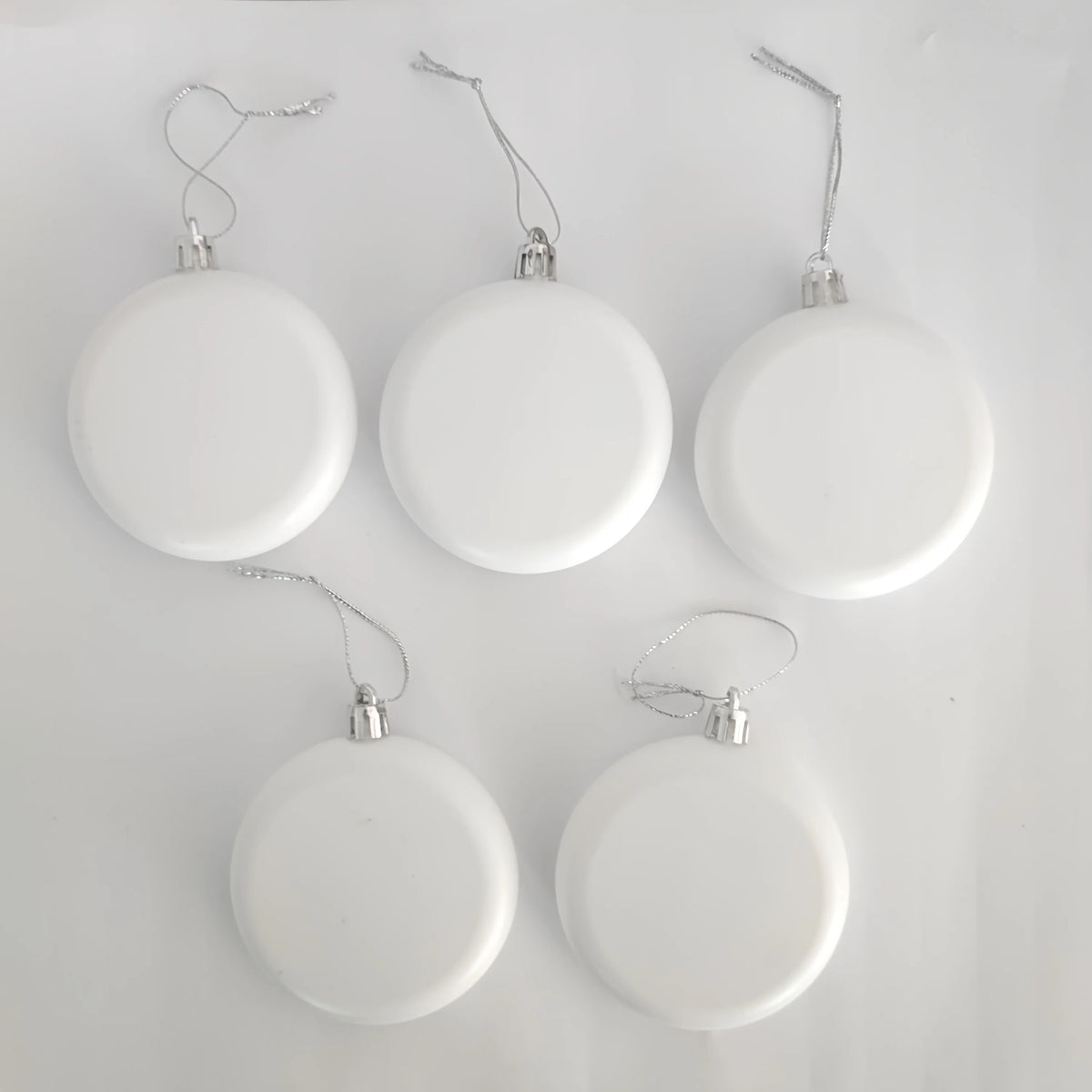 10/30pcs 8cm/3.15in White Round Blank Ball Ornaments with Silvery Wire for DIY Christmas Tree Hanging Decoration