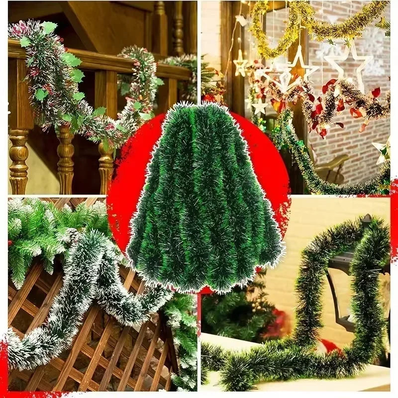 6/14M Christmas Tinsel Garland,Hanging Decoration Indoor And Outdoor Ceiling Party Decoration,Suitable for Christmas Tree Decora