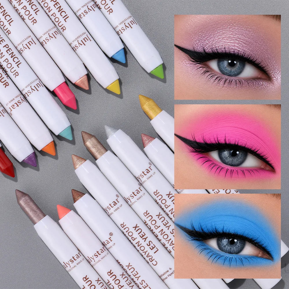 18colors Eyeshadow Stick Matte Shimmer Multi-color Waterproof High Pigmented Eyeshadow Pencil Crayon Makeup Tool Eye Cosmetics