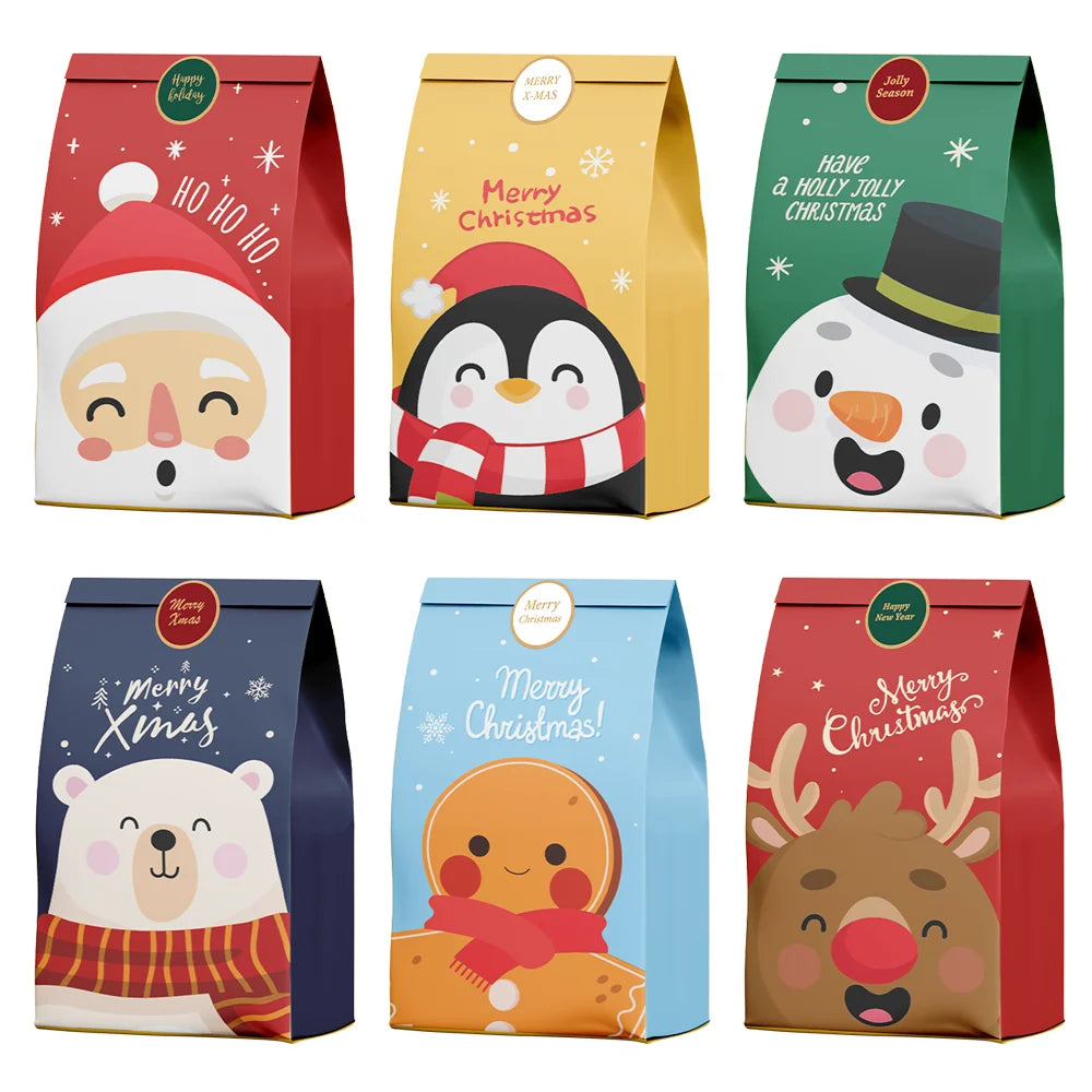 12/24pcs Christmas Candy Bag, Candy Gift Bag, Holiday Accessory Storage Bag, New Year'S Gift Packaging Bag, Paper Bag