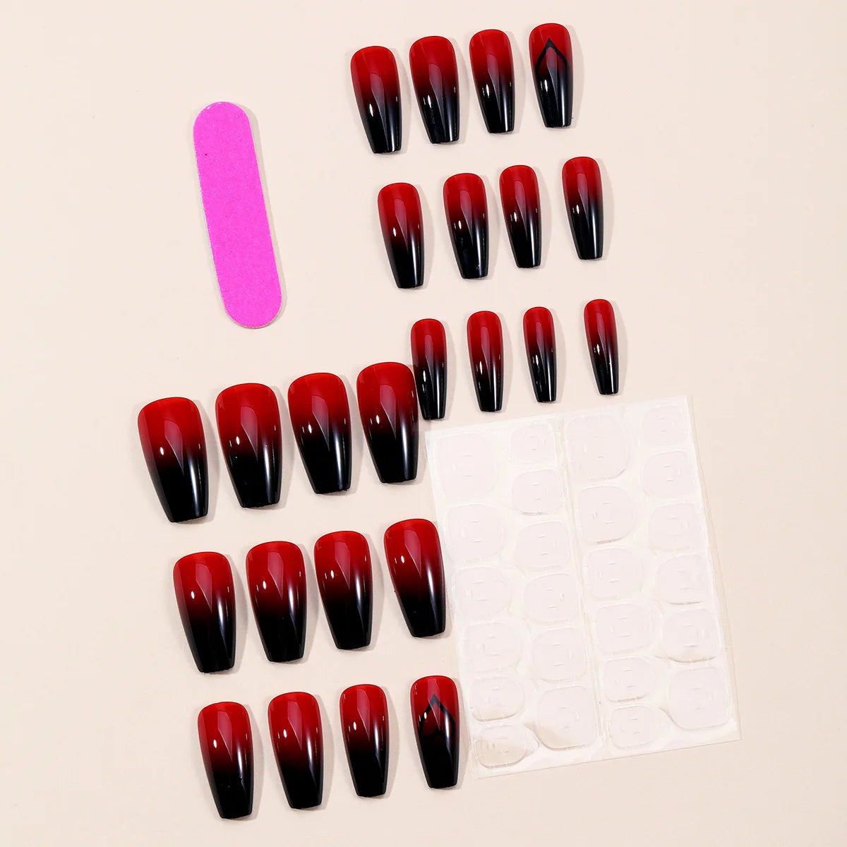 24/30pcs Medium fake nails for women girls Wine Red High Saturation almond square ballet shaped Valentine'S Day press on nails