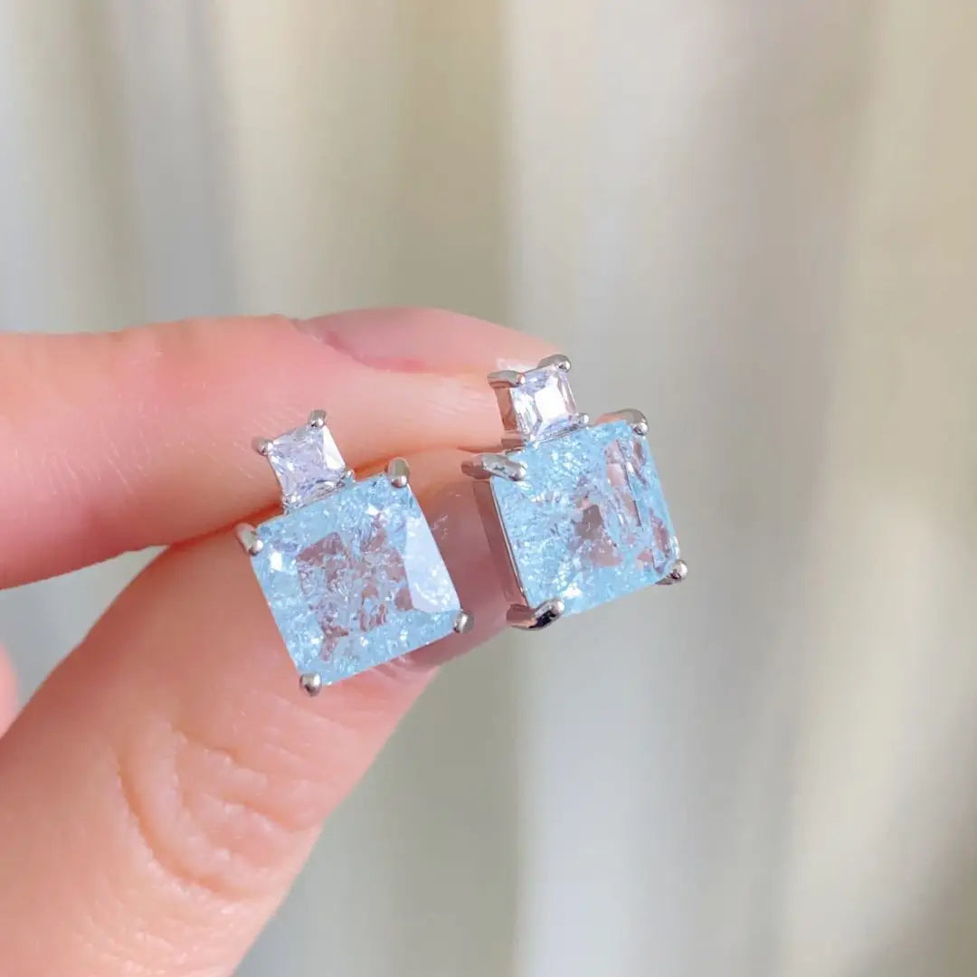 ZAKOL Elegant Ocean Blue Square AAA Zirconia Earring Necklaces Set for Women Exquisite Wedding Party Jewelry Gift for Women