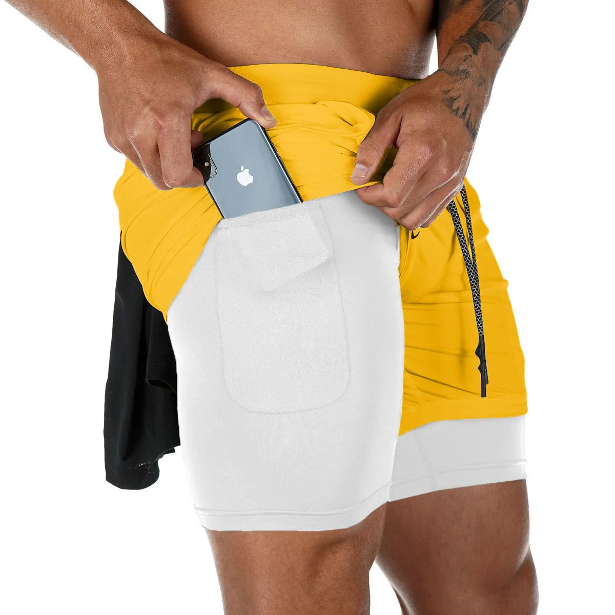 Men Running Shorts Camo Gym Sports Shorts 2 in 1 Quick Dry Workout Fitness Training Jogging Short Summer with Pocket Men Shorts