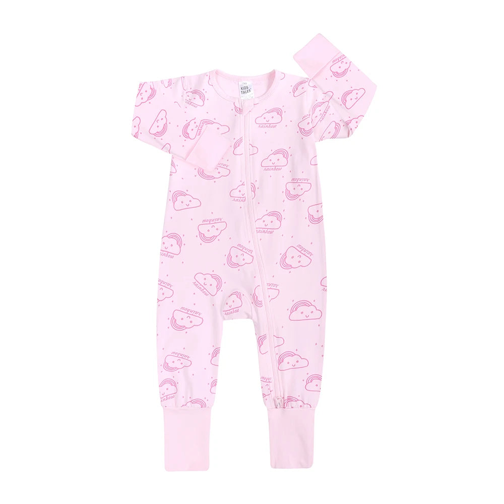 Spring Long Sleeve Baby Romper Newborn Jumpsuit Toddler Boy Girl Cotton Soft Onesie Pajamas Double Zipper Bodysuit Fall Clothes