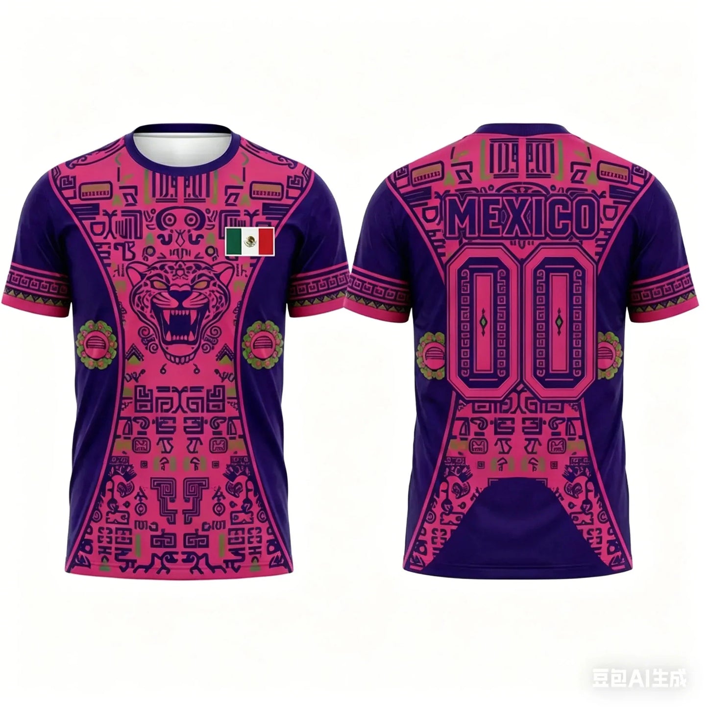 Mexico Soccer Jersey T Shirt Aztec Jaguar Print Family Style for Kids Adults Breathable Quick Dry Tee for Training Fitness