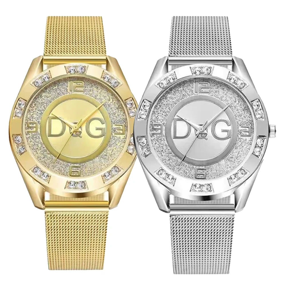 New Starry Sky Diamond Women’s Watch – Gold Mesh Strap