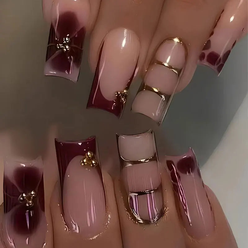 24pcs/box Fake Nail Long Ballet Reusable Acrylic Press On Nails Artificial Nails Full Cover False Nail Tips with Jelly Stickers