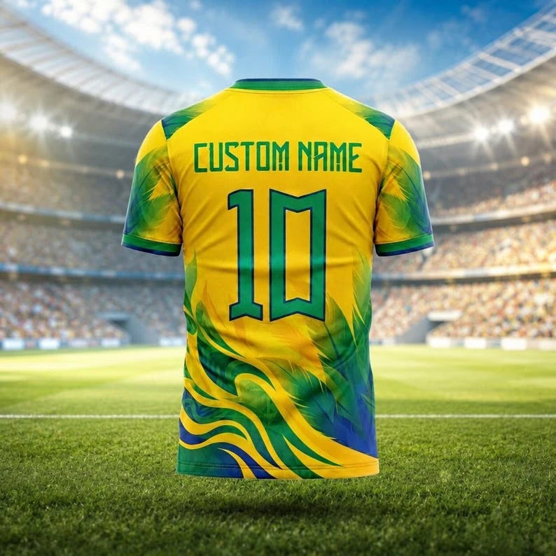 BRAZILIAN FOOTBALL FAN JERSEY 2026 NEW STYLE BREATHABLE FOOTBALL SHIRT SUITABLE FOR CHILDREN'S GIFTS HIKING AND OUTDOOR SPORTS