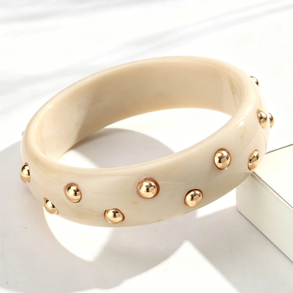 ZAKOL 3pcs/set Fashion Punk Gothic Style Stainless Steel Resin Stacked Bracelets Personalized Wide Bangle Party Daily Jewelry