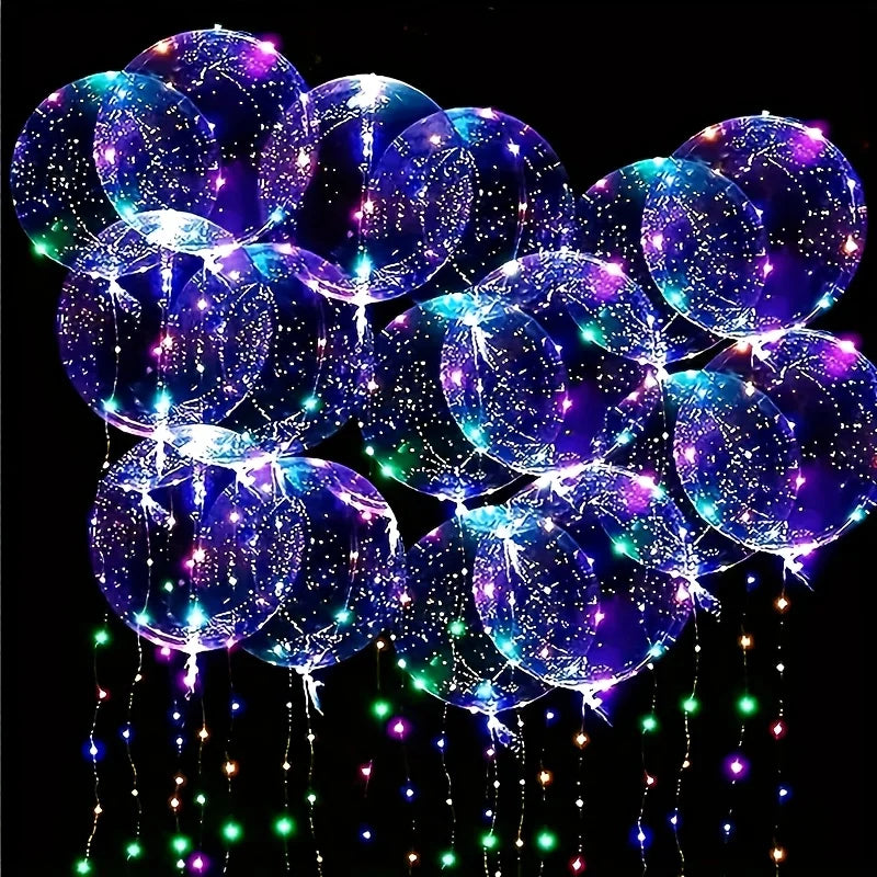 20pcs Set Bobo Balloons with LED Lights,20-Inch Transparent Bobo Balloons,for Parties,Weddings,Christmas,and Outdoor Decorations