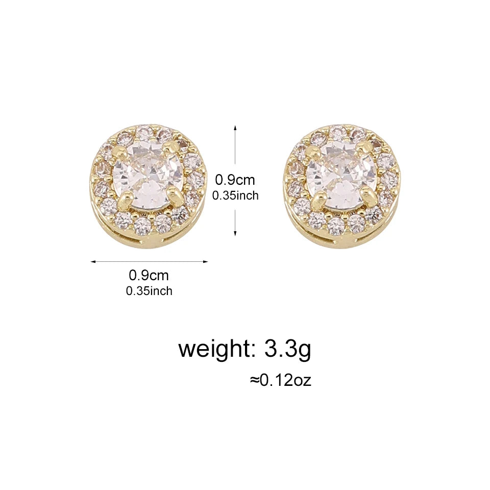 ZAKOL 6 Styles Sliver/Gold Color Shiny Cubic Zirconia Copper Ear Clips Geometric Square Heart Round CZ Stud Ear Accessories