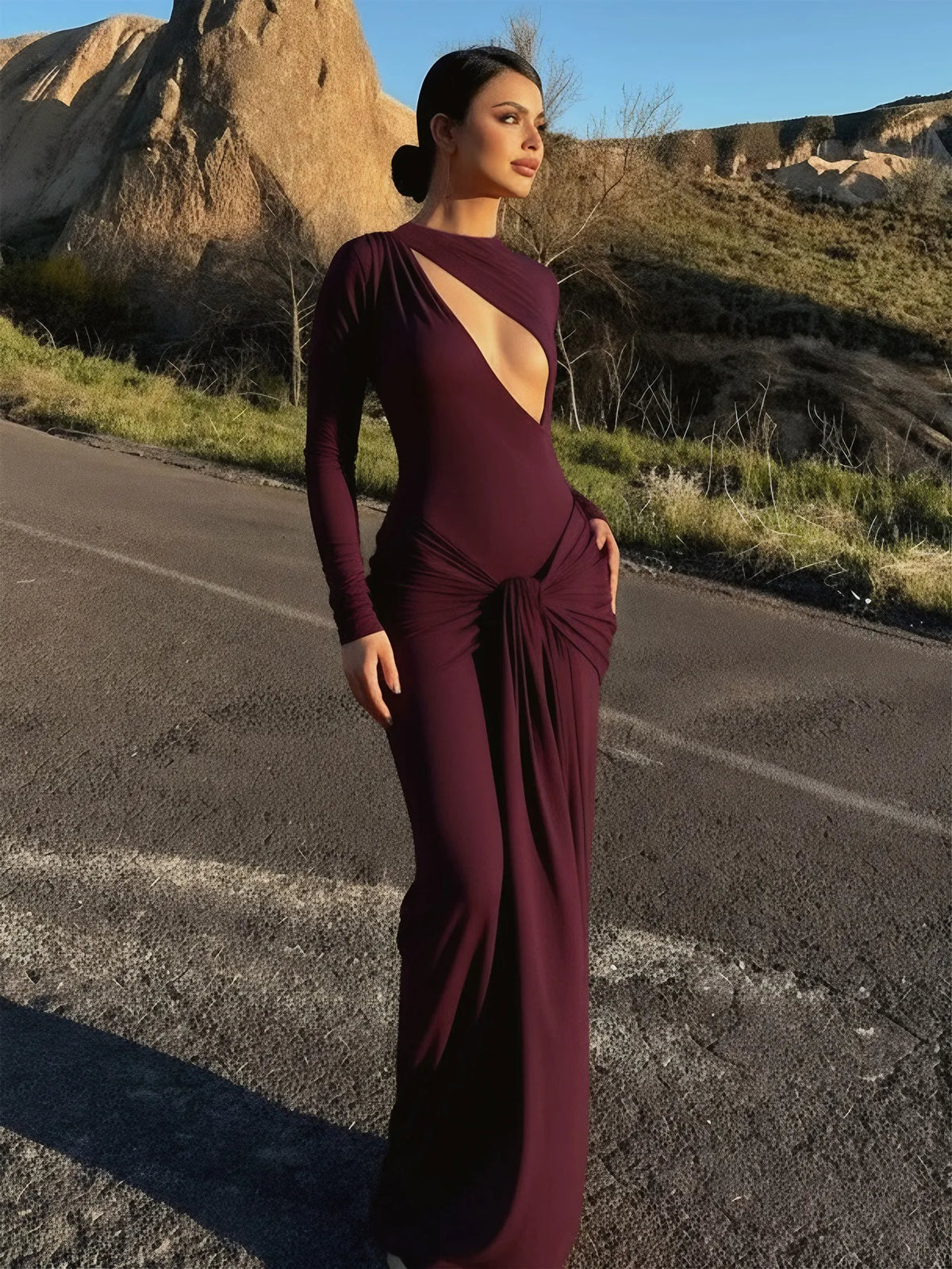 BKLD Elegant Birthday Dress For Women 2026 Autumn Nightclub Party Celebrity Sexy Hollow Out Long Sleeve Evening Long Dresses