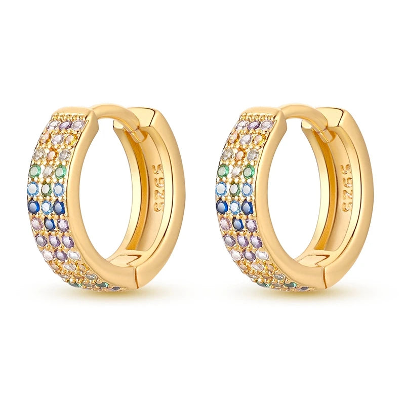 925 Silver Hoop Earring For Woman Rose Gold Yellow Pendientes Original Minimalist Earring Jewelry