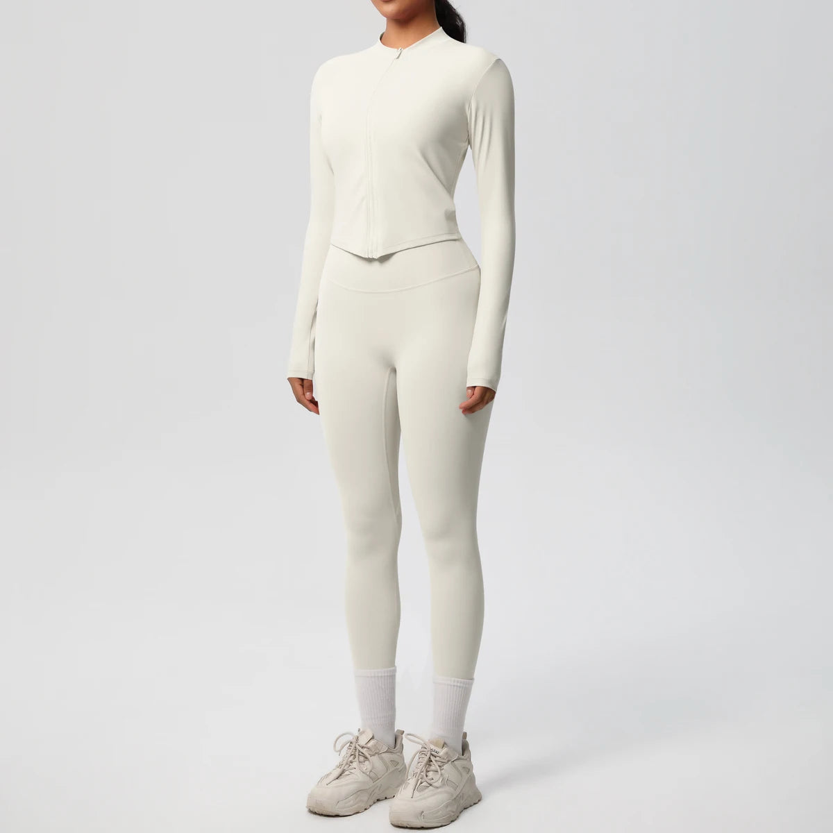 Hot Sale New Yoga Suit for Women Solid Color Yoga Zipper Long Sleeves Slim Casual Jacket Top Quick Drying Fitness Pants Gym Set