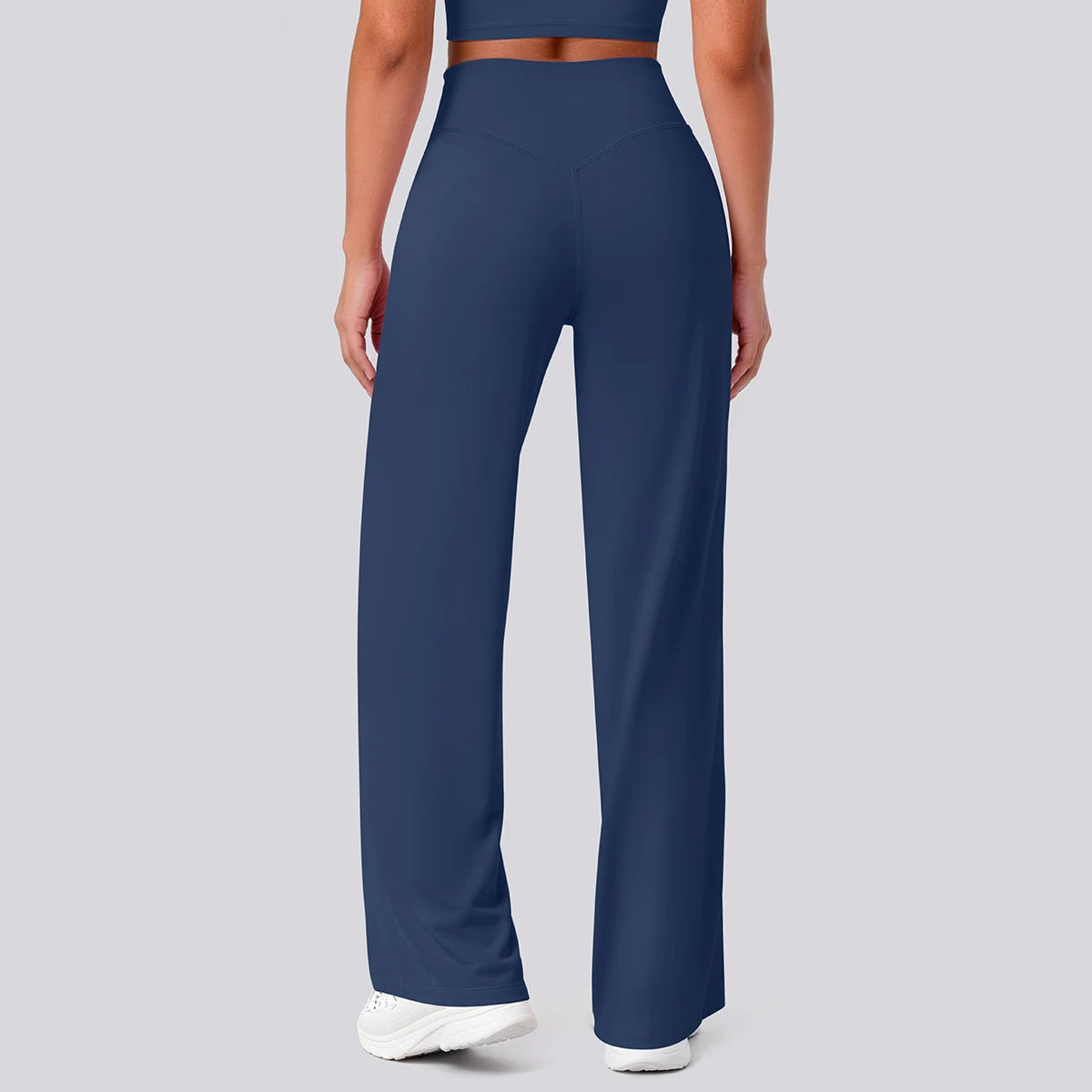 Rooftrellen Women's Sports Pants Bell-bottoms High Waisted Gym Loose Wide Leg Pants Solid Color Thin Fitness Sports Female Pants