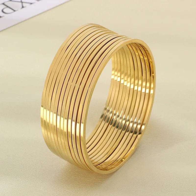ZAKOL 2mm Width Stainless Steel Smooth Circles Bracelet for Women Minimalist Fashion Waterproof Stackable Jewelry