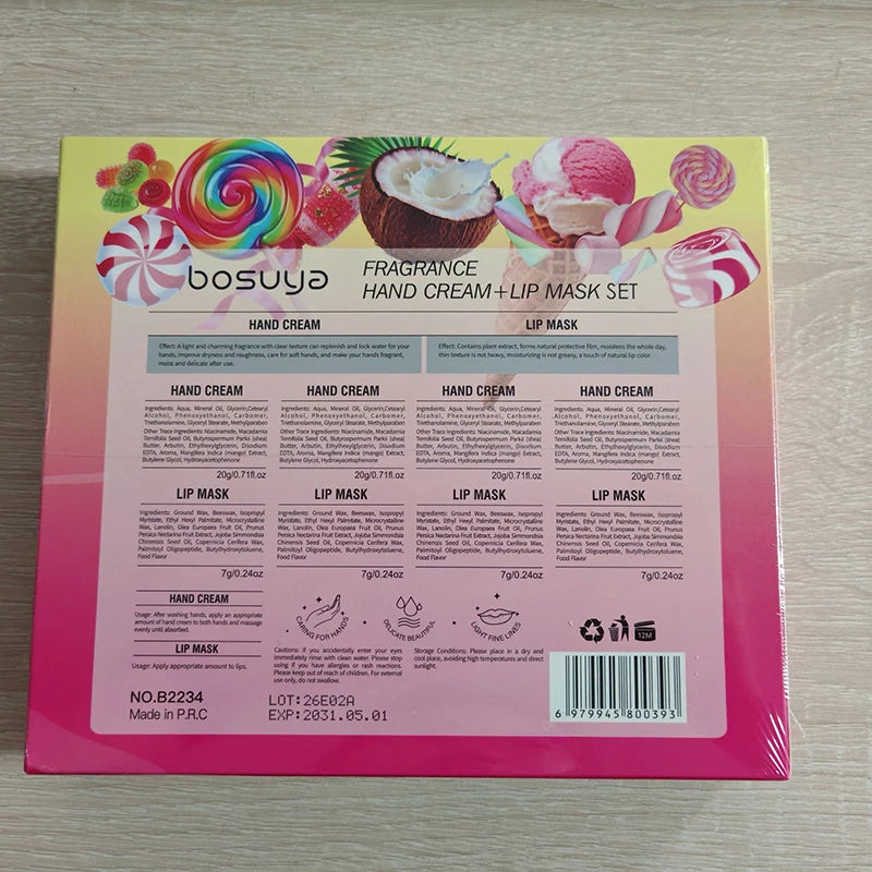 Hand Cream Lipstick Gift Box Coconut Candy Ice Cream Lasting Flavored Hand Cream Moisturizing And Hydrating Hand And Lip Care