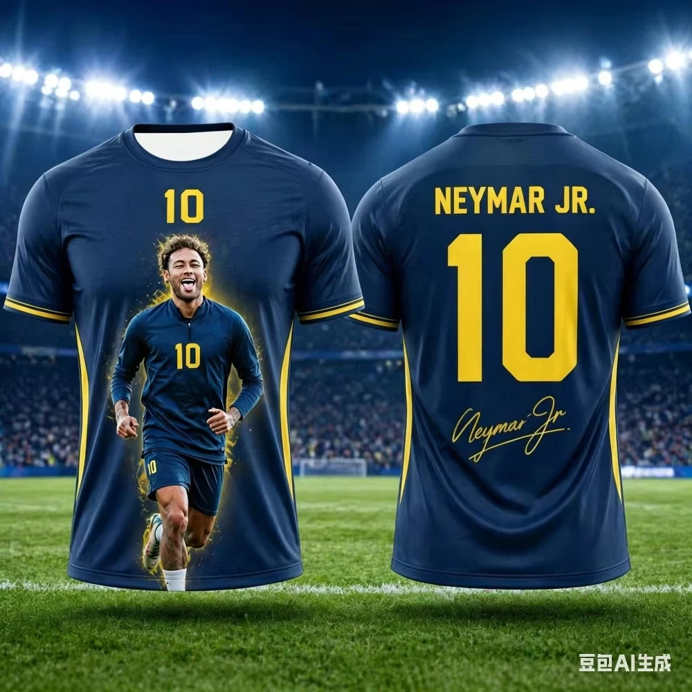 Neymar 3D Printed Sports Quick Dry T Shirt Family Style for Kids Adults Summer Outdoor Soccer Training   Sports Apparel