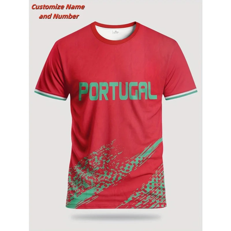 2026 3D Printed Portugal Football T-Shirt for Men