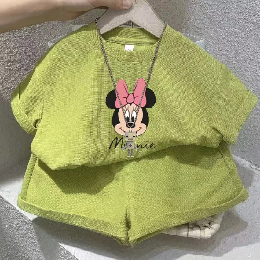 Summer Baby Girls Clothes Set Kid Fashion Disney Printed T-Shirts