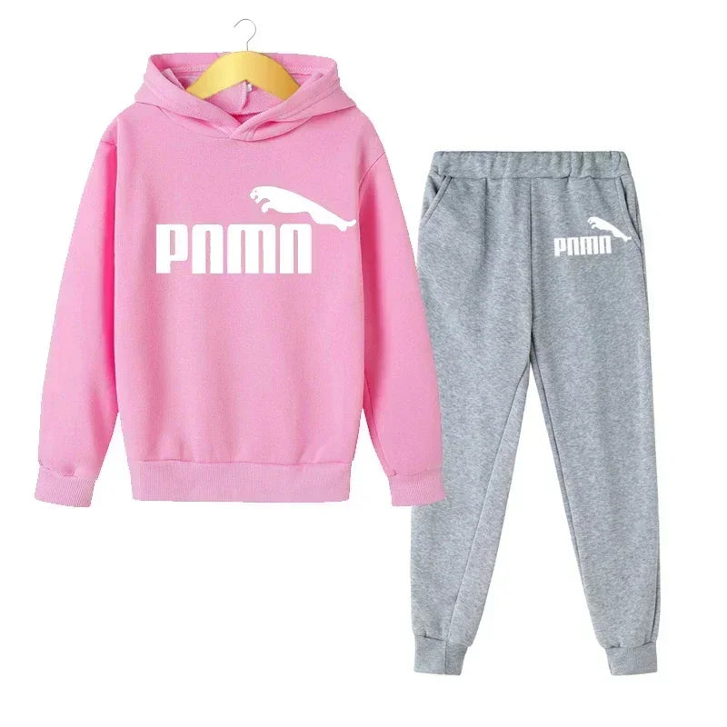 Kids Autumn Spring Trend Letter Print 2pcs Hoodie+Pants Tracksuits 2-13 Years Boys Girls Casual Outfits Children Clothes Sets