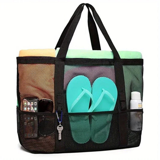 Large Mesh Beach Bag Oversized Waterproof Swim Bag with Separate Wet Pocket Multi Purpose Travel Tote for  Beach Tote