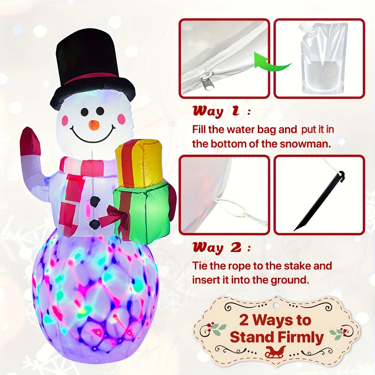 5.2FT Christmas Inflatable Snowman,Outdoor Christmas Yard Decoration,Holiday Party Lawn/Garden/Patio/Indoor ,Christmas Decor