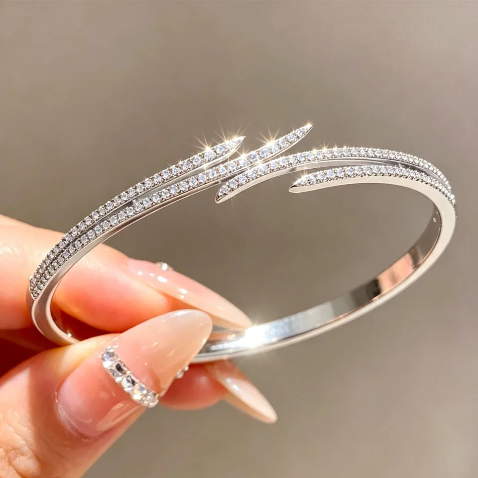 ZAKOL Luxury Irregular CZ Zircon Wings Women's Open Bracelet Temperament Exquisite Party Wear Accessories Female
