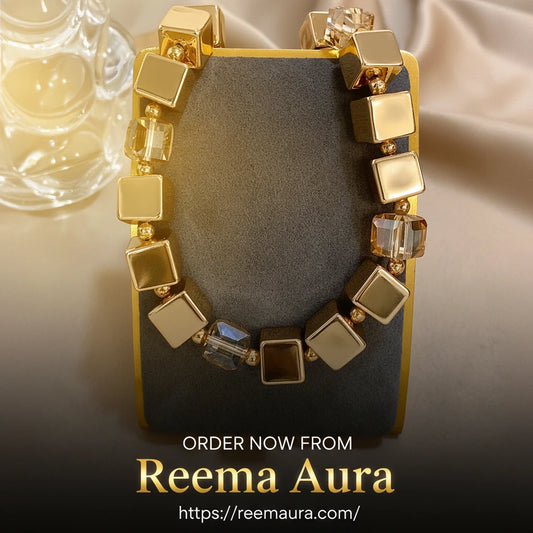 Women's Set Jewelry New Design CCB Gold Color Geometry Cube Square Shape Thick Chain Necklace Bracelet Fashion Jewelry Gift ﻿