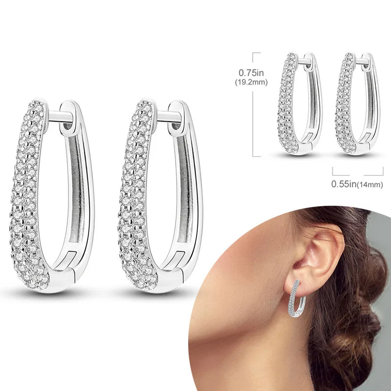 925 Sterling Silver Hoop Earrings with Zircon
