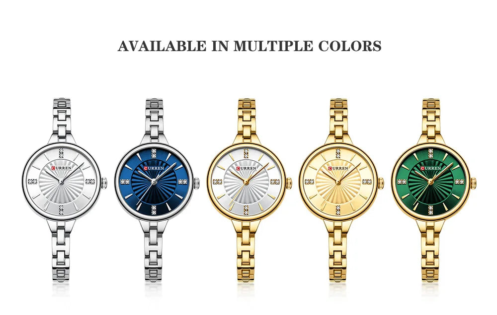 CURREN Luxurious and Elegant Round Dial with Stainless Steel Bracelet Fashion Dress Quartz Watches for Women