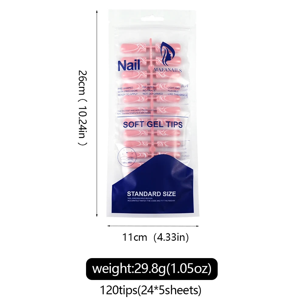 120Pcs Acrylic French False Nails – Full Cover Press On Nail Tips أظافر أكريليك فرنسية لاصقة بتغطية كاملة – 120 قطعة