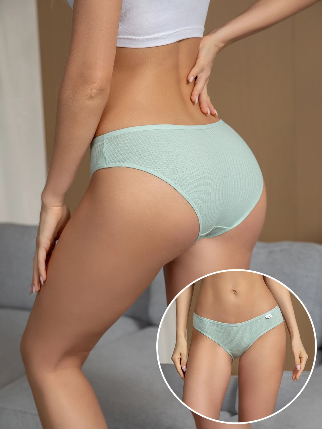 3PCS Women Cotton Panties Underwear Fresh Style Solid Color Striped Underpants Girls Comfortable Breathable Briefs Lingerie