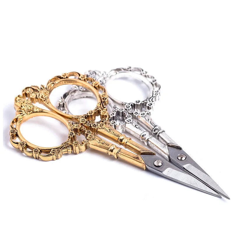1Pcs Stainless Steel Nail Art Vintage Scissors Retro Nail Art Foil Cutter Blossom Scissor Sewing Fabric Manicure Tool