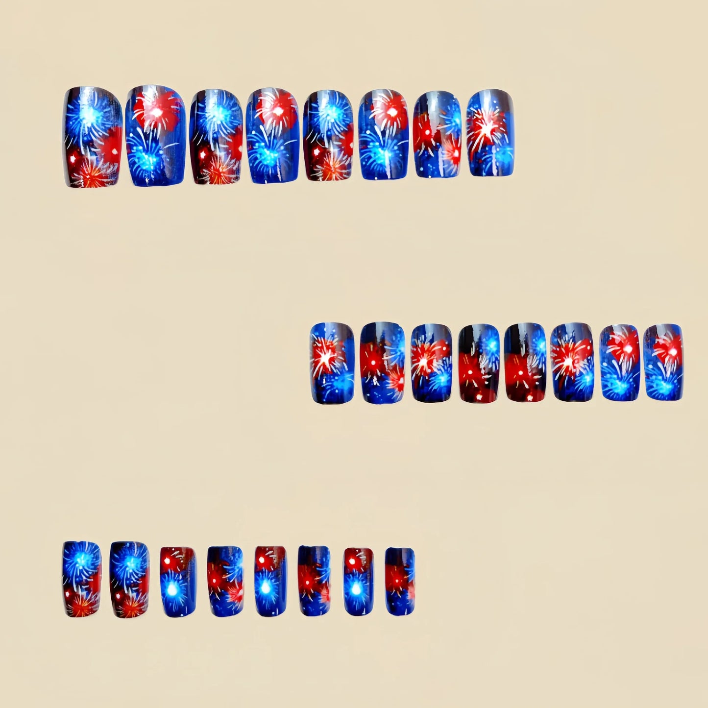 24pcs/set medium long fake nails square ballet nail tips glitters starry sky moon star feather design press on false nail art