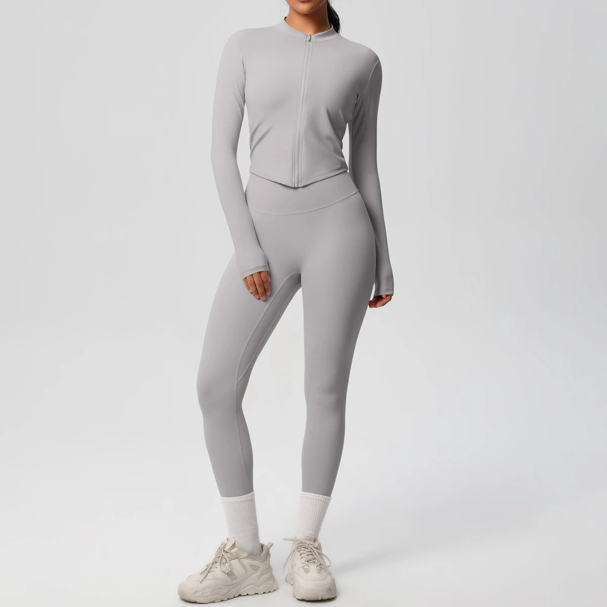 Hot Sale New Yoga Suit for Women Solid Color Yoga Zipper Long Sleeves Slim Casual Jacket Top Quick Drying Fitness Pants Gym Set